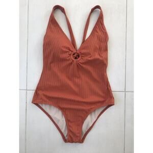 Kona Sol One Piece Swimsuit Padded Ribbed Knit Swimwear